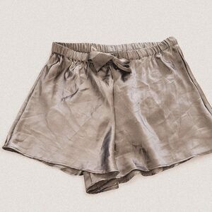 Silksilky Grey Silk Tie Shorts M | Luxe Fairycore Sleepwear-to-Street